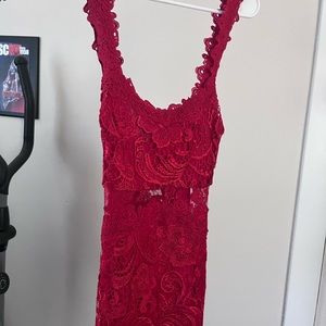 Sexy lace red dress